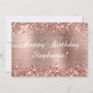 Carte Rose Gold Pailleté Classique Joyeux Anniversaire
