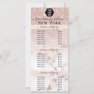 Carte Rose Gold Parties scintillant Marbre Logo Salon Pr