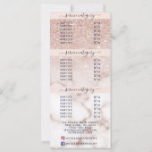 Carte Rose Gold Parties scintillant Marbre Logo Salon Pr (Dos)