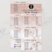 Carte Rose Gold Parties scintillant Marbre Logo Salon Pr (Devant / Derrière)