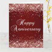 Carte Rose Gold Parties scintillant noir rouge Ombre heu (Fleur jaune)