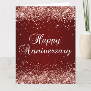 Carte Rose Gold Parties scintillant noir rouge Ombre heu