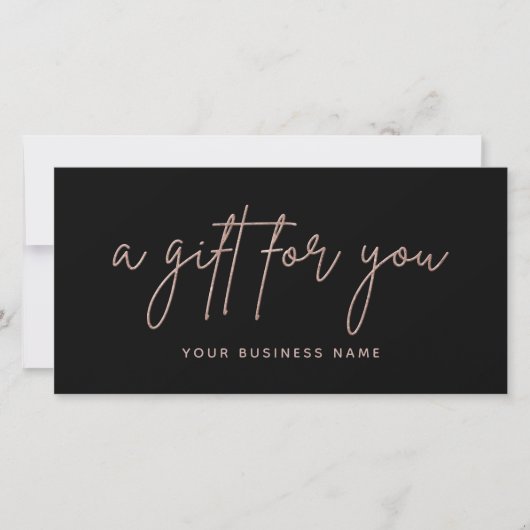 Carte Rose Gold Parties scintillant Script Bon cadeau d' (Devant)