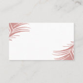Carte rose Gold Pink Palm Feuille Tropical Place C (Dos)
