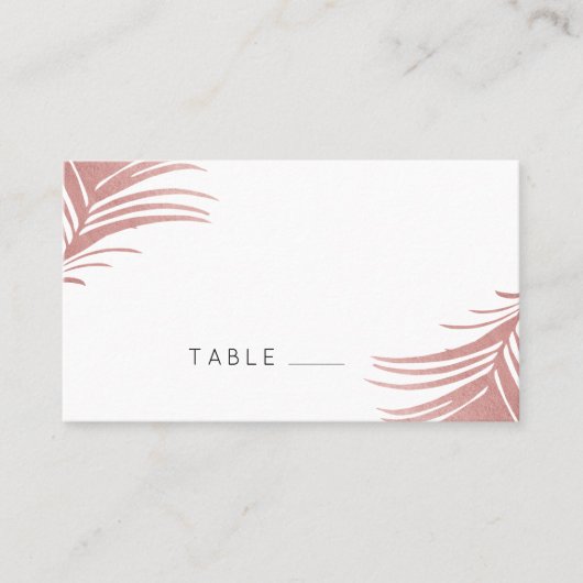 Carte rose Gold Pink Palm Feuille Tropical Place C (Devant)