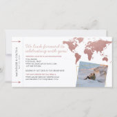 Carte Rose Gold Pink Plane Ticket Destination Enregistre (Dos)