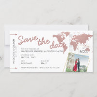 Rose Gold Pink Plane Ticket Destination Enregistre