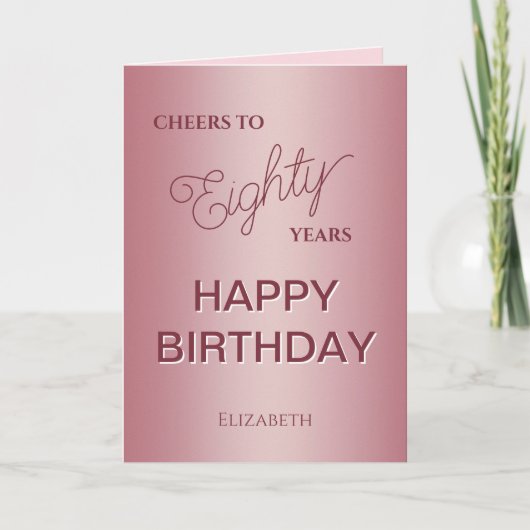 Carte Rose Gold Quatre-Vingts Ans (Devant)