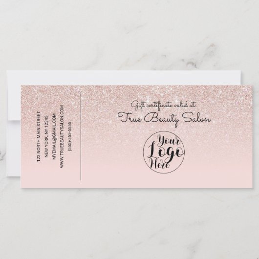 Carte Rose Gold Rose Parties scintillant chèque chèque c (Dos)