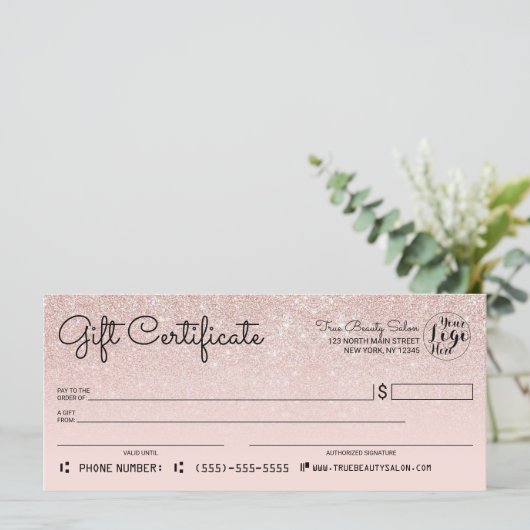 Carte Rose Gold Rose Parties scintillant chèque chèque c (Debout devant)