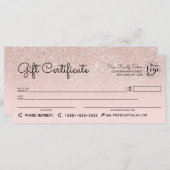 Carte Rose Gold Rose Parties scintillant chèque chèque c (Devant / Derrière)