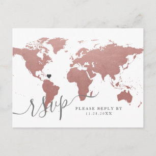 Carte rose Gold Rose World avec carte postale Hear