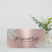 Carte Rose Gold Snowflake Beauté Salon Certificats cadea (Debout devant)