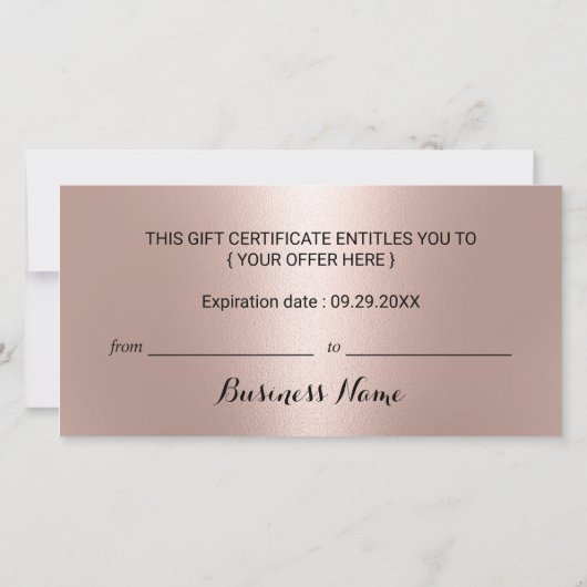 Carte Rose Gold Snowflake Beauté Salon Certificats cadea (Dos)