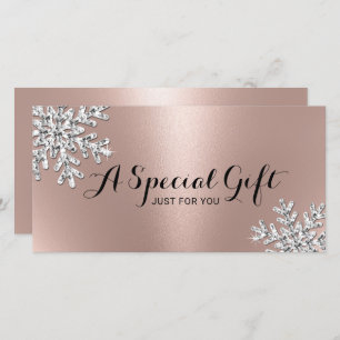 Carte Rose Gold Snowflake Beauté Salon Certificats cadea
