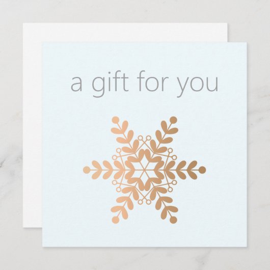 Carte Rose Gold Snowflake certificat cadeau de vacances (Devant / Derrière)
