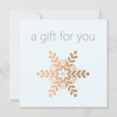 Carte Rose Gold Snowflake certificat cadeau de vacances (Devant)