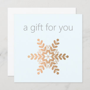 Carte Rose Gold Snowflake certificat cadeau de vacances