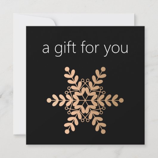 Carte Rose Gold Snowflake certificat cadeau de vacances (Devant)