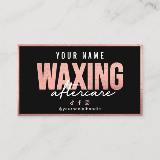 Carte rose Gold Waxing Aftercare (Devant)