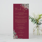 Carte Rose gothique Merci Mariage Floral (Debout devant)