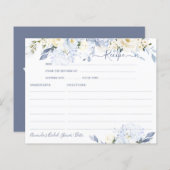 Carte Rose H2 Blue Hydrangea Cream Recam Card (Devant / Derrière)