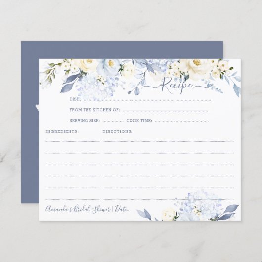 Carte Rose H2 Blue Hydrangea Cream Recam Card (Devant / Derrière)
