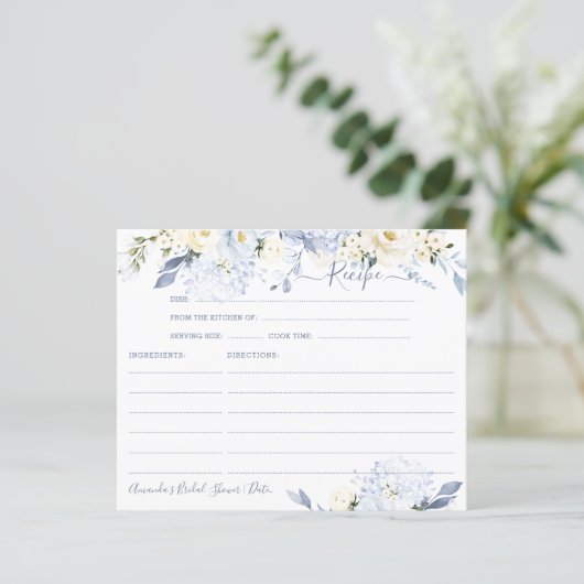 Carte Rose H2 Blue Hydrangea Cream Recam Card (Debout devant)