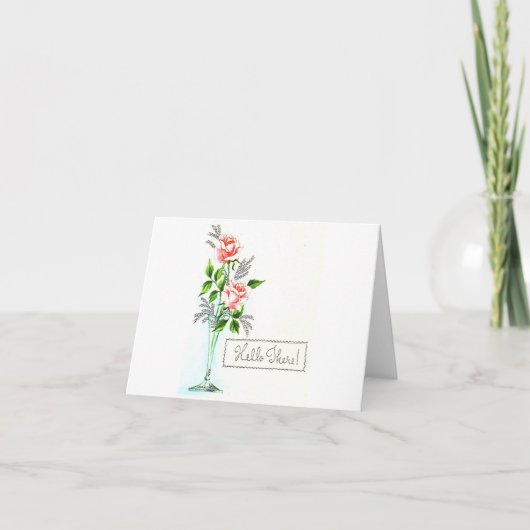 Carte Rose Hello vintage (Devant)