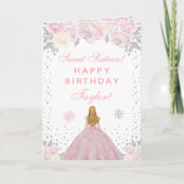 Carte Rose Hiver Blonde Cheveux Princesse Douze Ans (Devant)