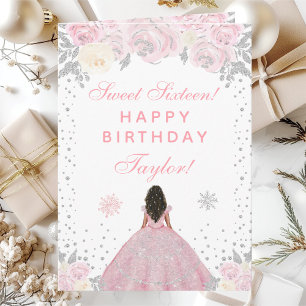 Carte Rose Hiver Peau Sombre Princesse Douze Ans