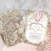 Carte rose Hot Air Balloon Aventure Baby shower