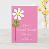 Carte rose infirmière retraitée (Fleur jaune)