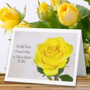 Carte Rose jaune célébrant que vous êtes comme une sœur