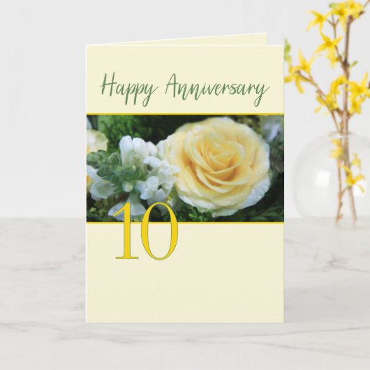 Carte Rose jaune du 10e anniversaire du Mariage (Fleur jaune)
