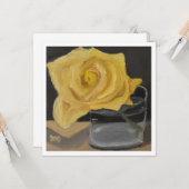 Carte Rose jaune en verre (Devant/Arrière en situation)