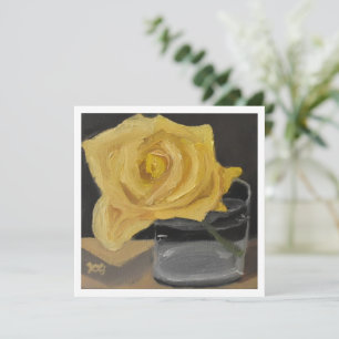 Carte Rose jaune en verre