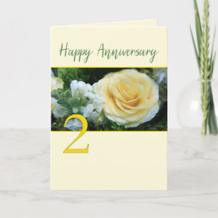 Carte rose jaune pour le 2e anniversaire du Mariag