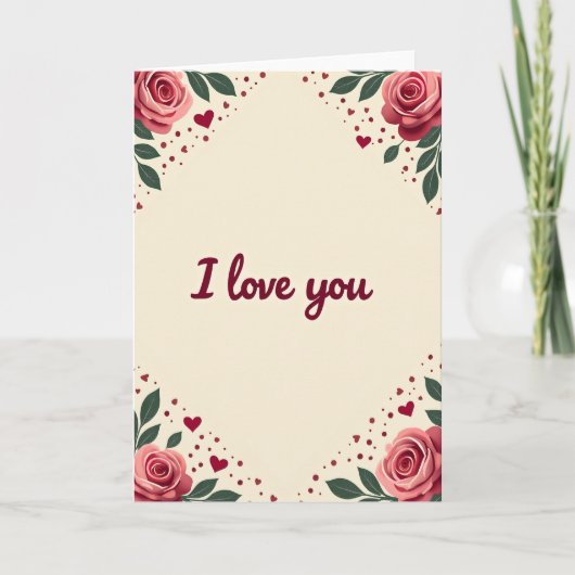 Carte rose 'Je t'aime' (Devant)