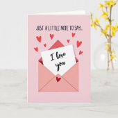Carte rose Je t'aime (Fleur jaune)
