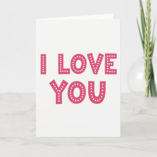 Carte rose « Je t'aime » à pois