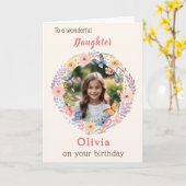 Carte Rose Jolies Fleurs Fille Photo Anniversaire (Fleur jaune)