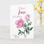 Carte Rose Juin Fleur de naissance Anniversaire (Fleur jaune)