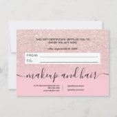 Carte rose léger parties scintillant or rose certificat (Dos)