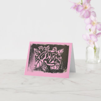 Carte Rose Linocut