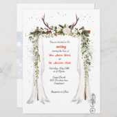 Carte Rose Lumières en bois rustique Verdure Rose blanch (Devant / Derrière)