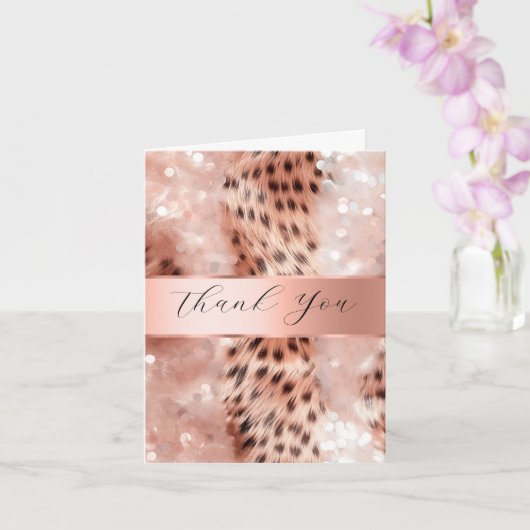 Carte Rose Mariage Leopard d'or Merci (Orchidée)