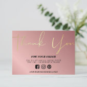 Carte Rose Merci Or Média personnalisé Insertion (Debout devant)