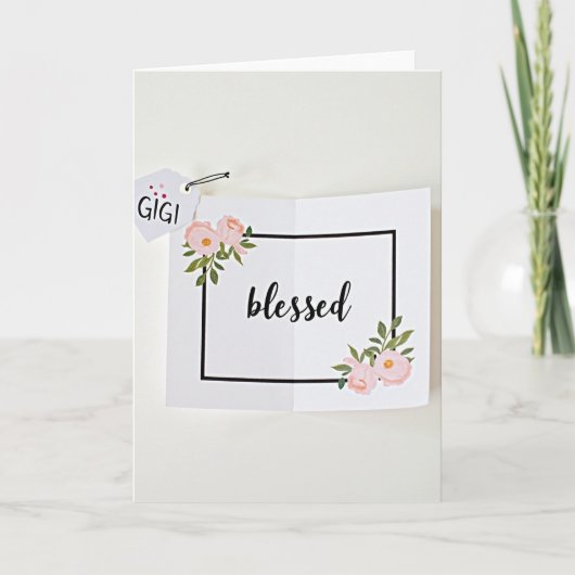 Carte rose Message Gigi bénie (Devant)