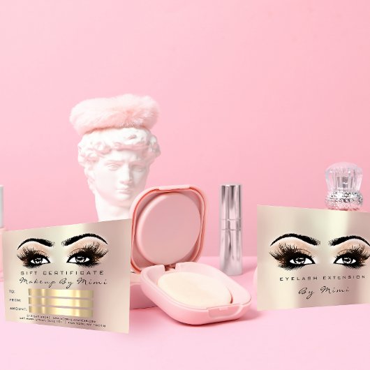 Carte Rose Metallic Lash Certificat Cadeau Maquilleuse